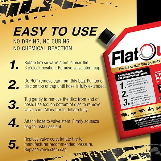 FlatOut Off Road Multi-Purpose Tire Sealant - Prevents and Repairs Flat Tires - Seals Leaks - Contains Kevlar - Tubeless Tire Sealant - 32-Ounce Bag - Pack of 2