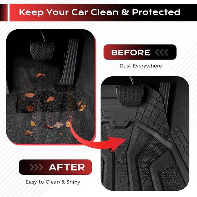 Coverado Car Floor Mats for Cars, Waterproof All Weather Floor Mats, Deep Dish Car Mats, Universal Trim to Fit Automotive Floor Mats for Trucks Car Accessories for Cars SUV Truck (3 Pcs,Black)