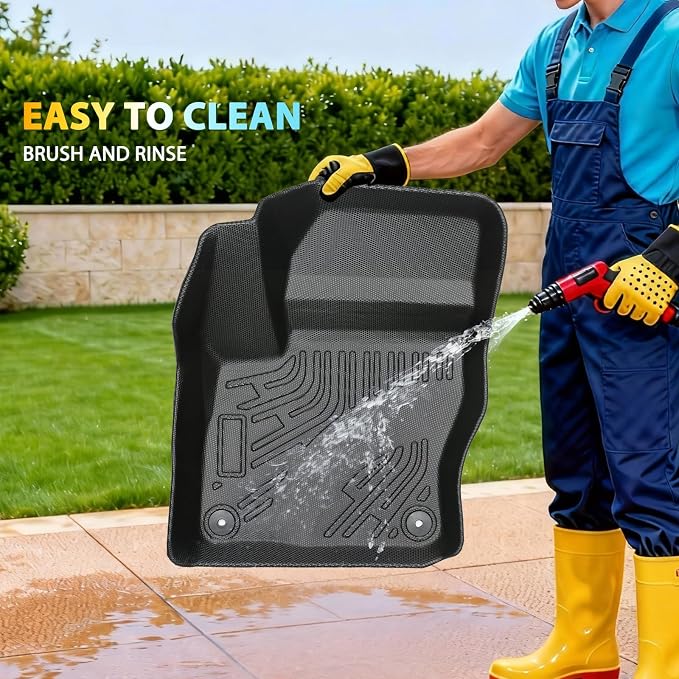 Floor Mats for Ford Focus Hatchback 2012 2013 2014 2015 2016 2017 2018 | All-Weather TPE Car Accessories for Focus S SE SEL Titanium, Custom Fit Waterproof Anti-Slip Car Liners with Cargo Liner