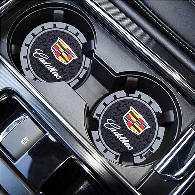 Car Cup Holder Coaster for Cadillac Escalade CT4 CT5 CT6 ATS CTS SRX XT5 Recessed Silicone Cupholder Coaster Interior Accessories 2.75in 2Pack