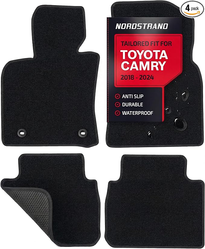 Heavy Duty Floor Mats for Toyota Camry 2018-2024 - Extra Thick Custom Fit Car Liners - 1st & 2nd Row Set - Ultra-Durable All-Weather Carpet Mats with Non-Slip Backing