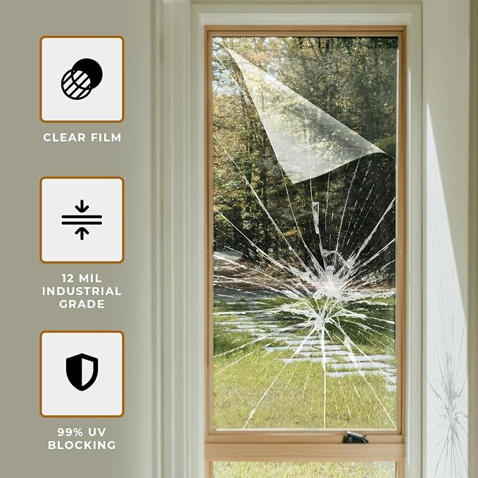 VViViD 12 Mil Clear Vinyl Shatterproof Safety Window Film (60" x 100ft)