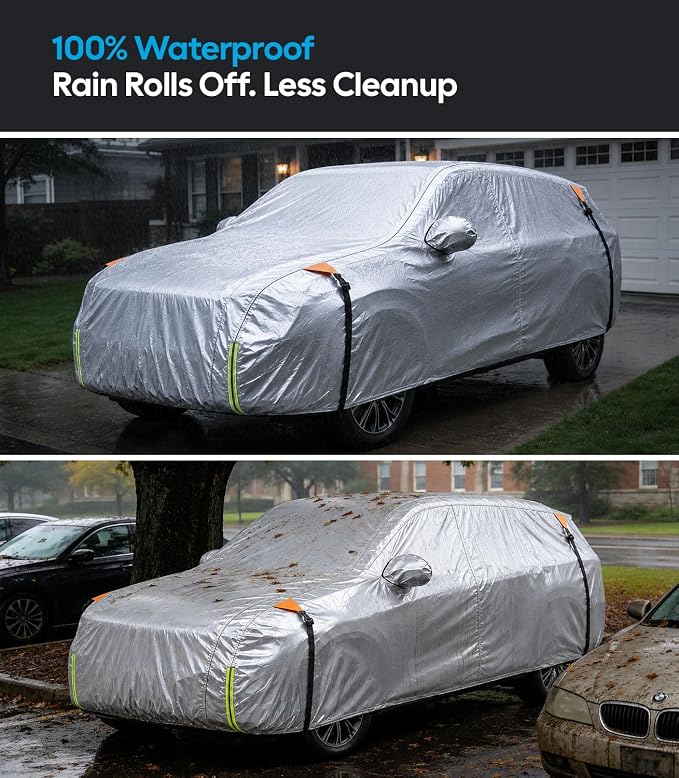 Wigoo Mercedes Benz GLE-Class Car Cover Accessories 2015-2026, Custom Fit Waterproof All Weather Outdoor Full SUV Cover, Windproof Sun UV Rain Snow Dust Protection, Door Zipper, Reflective Strips