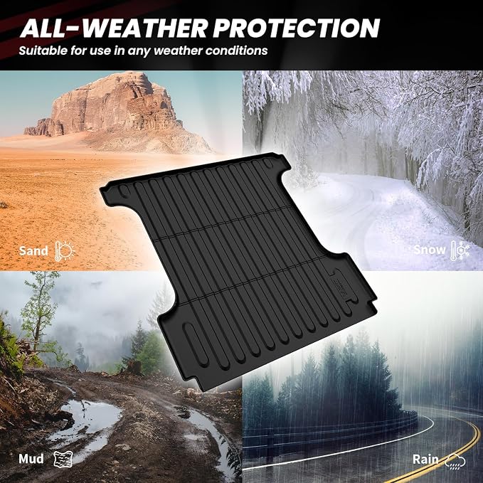 LASFIT 5.7FT Truck Bed Mat for Ram 1500 2002-2018 & 1500 Classic 2019-2024 (5FT7/67.4 inches) NOT for Optional Rambox, All Weather Custom Fit TPE Truck Bed Liner