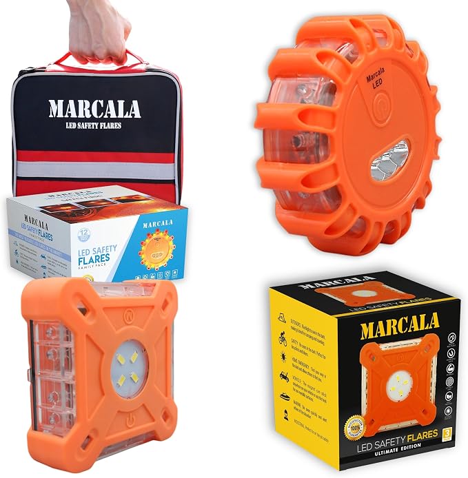 Marcala 12-Pack LED Flare kit + Square 3-Pack Road Flare Kit