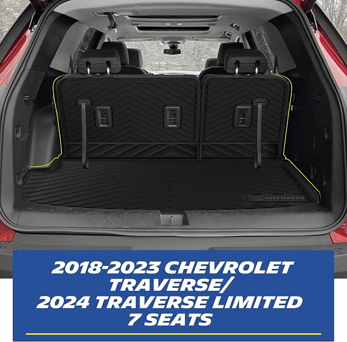 Michelin Vehicle Mats for 2018-2023 Chevy Traverse/2024 Traverse Limited | 7 Seats/Bucket Seats, 2nd Row, Not Fit 8 Seats/2nd Row Bench Seats, All-Weather TPE Custom Fit Liner, Premier