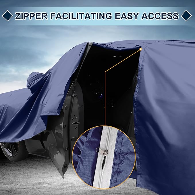 Navy Blue Heavy Duty Waterproof Car Cover for SUV 191"-199" - All-Weather UV Protected Outdoor Full Exterior Cover with Sun/Snow/Rain Resistance