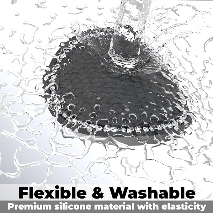 BFXM 4 PCS Bling Cup Holder Coasters for Car, 2.75 inch Diamond Universal Non-Slip Silicone Cup Holder Coasters, Sparkly Bling Car Accessories for Women(White Diamond)