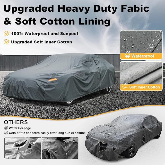 GUNHYI Premium Car Cover Custom Fit Porsche Taycan, 16 Layers Heavy Duty Car Cover Waterproof All Weather with Zipper Door for Sun Rain Snow Dust Uv Protection