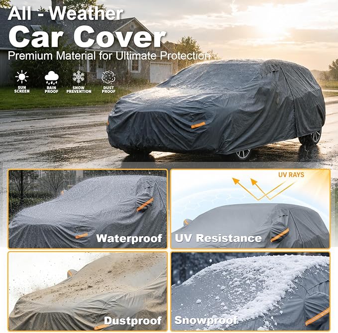 GUNHYI Premium Car Cover Custom Fit Chevrolet Spark, 16 Layers Heavy Duty Car Cover Waterproof All Weather with Zipper Door for Sun Rain Snow Dust Uv Protection