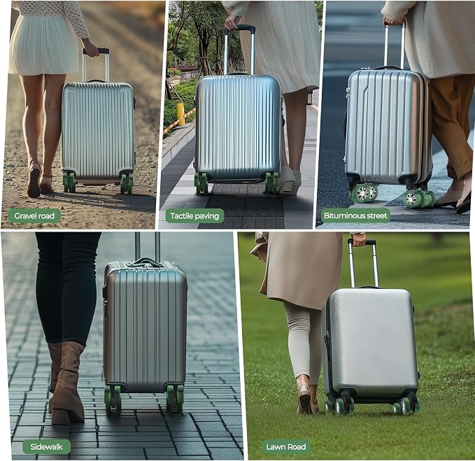 8Pcs Luggage Wheel Covers, Travel Accessories (Gradient Forest Green) | Wear-resistant & anti-noise silicone covers. Fits 2-2.4" wheels. Protects suitcase wheels. Travel essential for suitcases