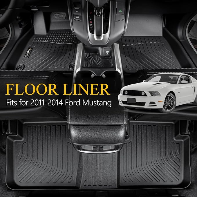 Wailtnb-Mats for Ford Mustang 2011-2014 Convertible & Coupe Floor Mat All Weather Floor Liner Car Mat for Ford Mustang Custom Fit Automotive Full Set Accessories
