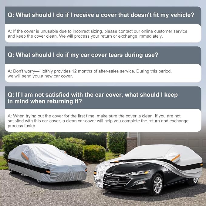 10 Layers Car Cover Custom Fit for Chevrolet Chevy Malibu (2012-2026), Waterproof All Weather for Automobiles, Outdoor Full Cover Sun Dust Rain Protection with Cotton. Silver