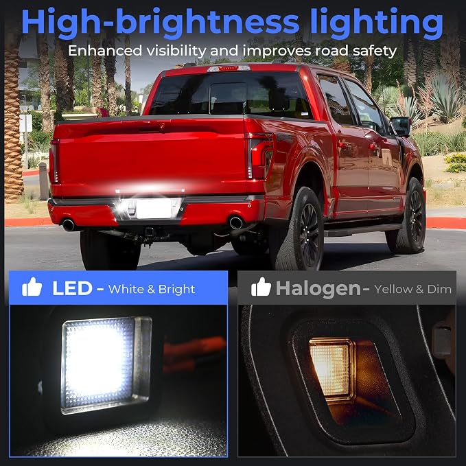 LED License Plate Lights Assembly Compatible with 2015 2016 2017 2018 2019 2020 F150 Tag Light Lamp Smoke Lens 6000K White, Pack of 2