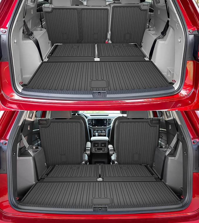 AOMSAZTO Floor Mats Fit for Volkswagen Atlas 2018-2026 7 Seats | All Weather Protection Floor Mats & 2nd & 3rd Row Backrest Mat & Cargo Liner for VW Atlas (Not for Cross Sport)