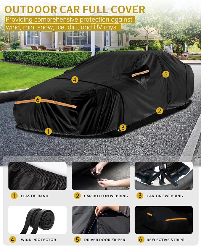 Car Cover Waterproof All Weather Custom Fit for Ford Mustang 1994-2025, 420D Oxford Full Outdoor Automtive Heavy Duty Covers Windproof Snowproof Dustproof UV Hail Protection Accessories