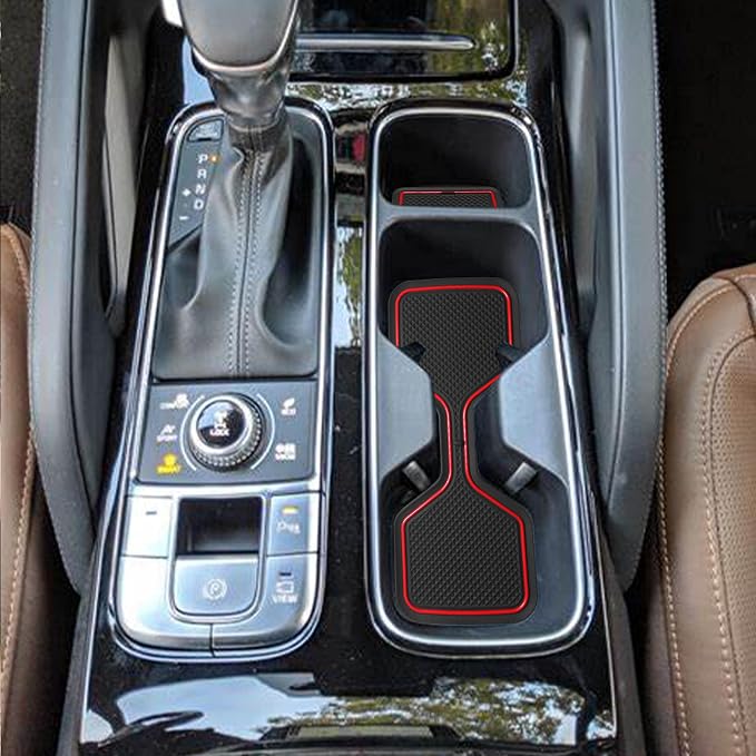 Cup Holder Insert for Telluride Accessories 2025 2024 2023 2022 2021 2020 Center Console Liners Door Pocket Slot Mats Non-Slip Anti Dust Pads Premium Interior 26Pcs Set (Red Trim)