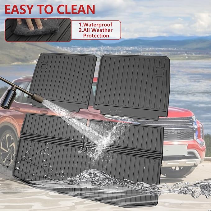 Cargo Mat for 2022-2025 Mitsubishi Outlander 7-Seat (Not Fit PHEV or Sport) | Custom Fit Full Coverage TPE All-Weather Cargo Liner for Outlander Accessories, Black