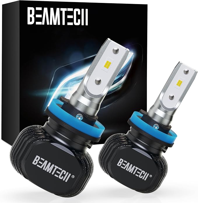 BEAMTECH H11 Bulbs, S1 Series H8 H9 Fog lights, 300% Brighter 6500K White | Fanless Plug and Play, Pack of 2