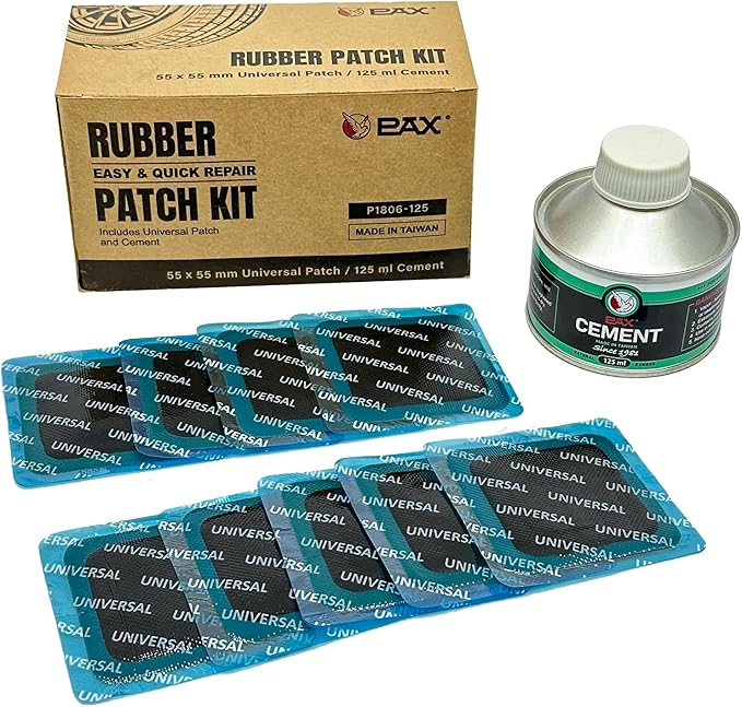 PAX Universal Heavy Duty Tire Patch Kit – 30 Pcs 55x55mm Square Universal Tube & Tire Patches, Includes Cement Glue, for Bike, Motorcycle and Car Tire Repair