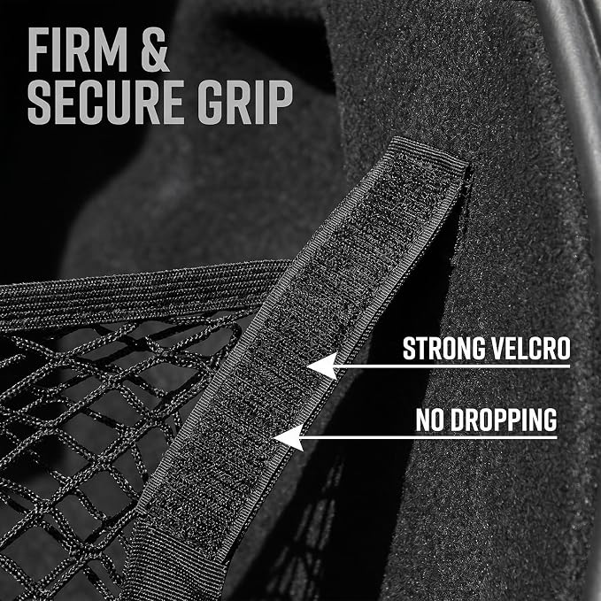 FSHAANY'S 22.7" x 9.4" Automotive Mesh Cargo Net, Elastic Trunk Storage Organizer for SUV and Truck with Adhesive Backing