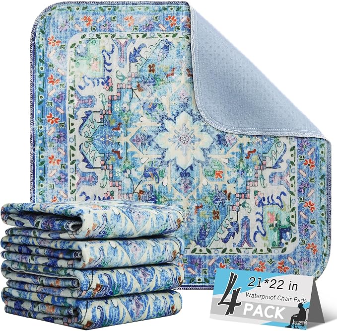 OUTCREATOR® Waterproof Chair Pads for Incontinence 21" x 22" (Pack of 4),Washable Reusable Chair Seat Protector Cover,Non-Slip Absorbent Incontinence Pad for Bed,Car,Wheelchair,Adults,Kids,Pets