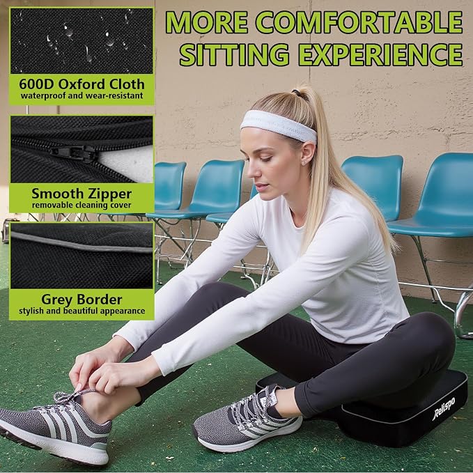 Stadium Seat Cushion for Bleachers, 2-in-1 Reversible Soft & Firm | Bleacher Cushion with Memory & High-Density Foam, Ergonomic Non-Slip Design, Portable for Indoor & Outdoor Sports, Events