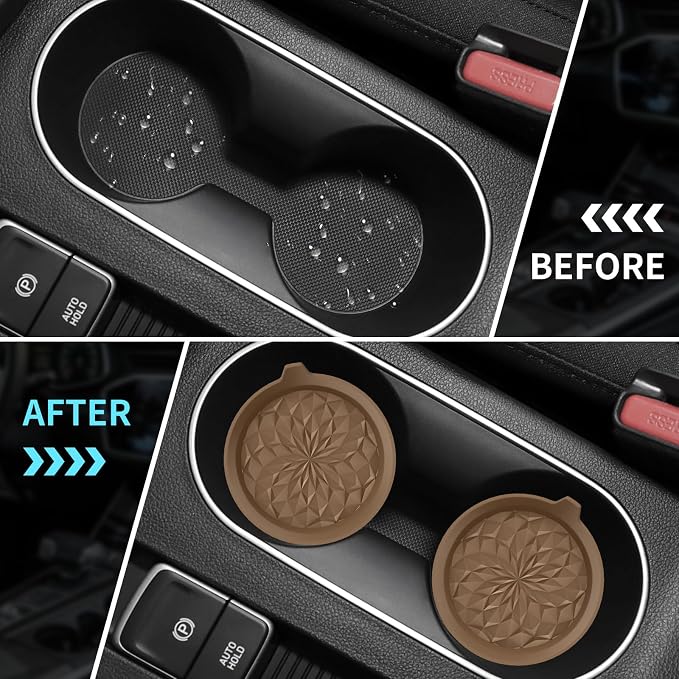 ME.FAN Car Cup Coasters [4 Pack] Silicone Cars Coasters - Universal Non-Slip Recessed Interior Accessories - Cup Holder Inserts Coffee