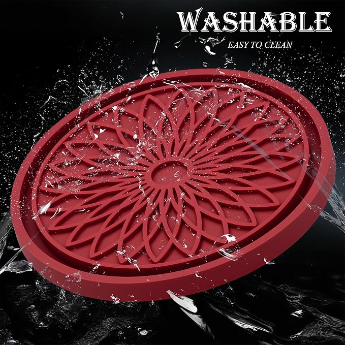 2-Pack Car Cup Holder Coaster Inserts, 2.75 Inch Non-Slip Silicone Liners, Shockproof Drink Holder Mat for Women Men, Universal Fit for Most Vehicles (Red)