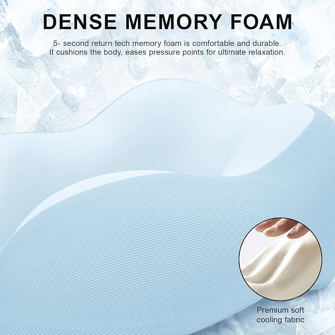 urnexttour Travel Pillow for Airplane Memory Foam Neck Pillow, Soft & Support Travel Pillow for Travelling, Sleeping Rest, Car, Train and Home Use (Blue)