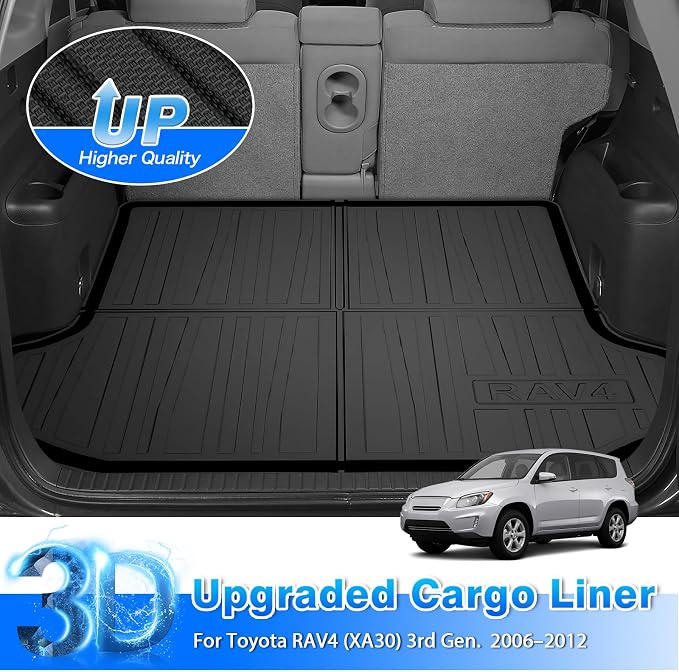 Rav4 Cargo Liner - Trunk Mat for Toyota RAV4 2006-2012, All Weather Cargo Mat for Rav4 Accessories, Heavy Duty Car Mats, Car Accessories