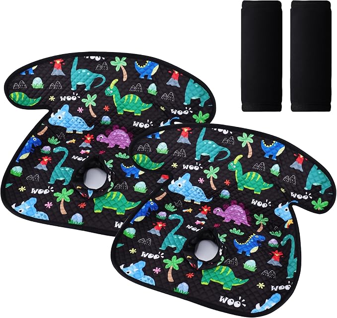 2 Pack Car Seat Potty Training Protector – Waterproof Leak-Proof Liner with Non-Slip Backing + 2 Strap Covers, Quick-Dry Piddle Pad for Baby Toddler, Machine Washable Universal Fit - Black