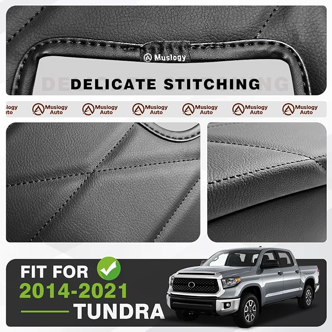 Muslogy Center Console Armrest Cover Fit for Toyota Tundra 2014-2021 Accessories, Comfort Armrest Pad Console Lid Cushion Vegan Leather Regular Thick(Bucket Seat ONLY)