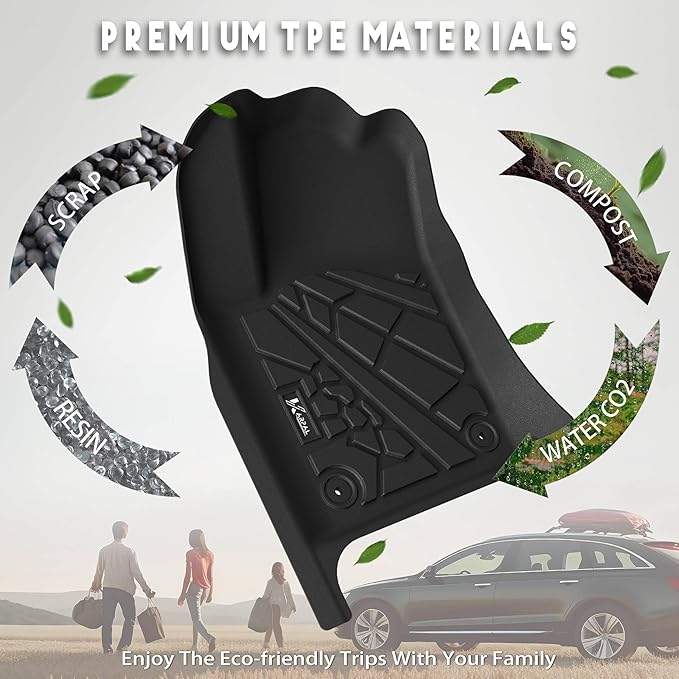 KARPAL Floor Mats for Jeep Grand Cherokee 2016-2021 / Dodge Durango 2016-2026, All Weather TPE Custom Fit Floor Liners Car Mats Accessories, Front & 2nd Row