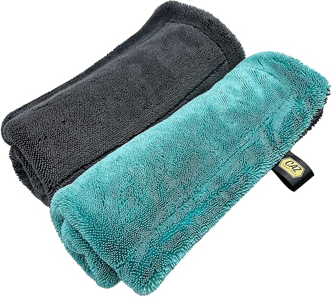 Microfiber Drying Towels (2-Pack) – 1400 GSM Twisted Loop, Medium 16"×24" – Ultra Absorbent, Streak-Free, Scratch-Free, No Water Spots, Edgeless, for Car Detailing & Household