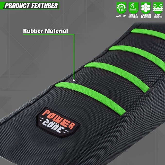 Universial Dirt Bike Seat Cover - Soft Ribbed Rubber Seat Covers for Motorcross Enduro Green
