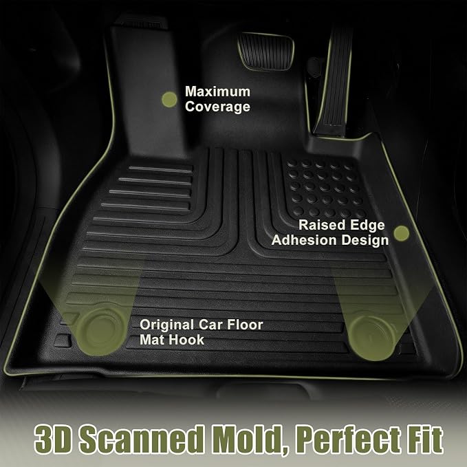 Priprilod Floor Mats & Cargo Liner Custom Fit for Kia Soul 2020-2025(Cargo Floor in Lower Position Only), All Weather TPE Floor Liners Full Set 4PCS Non-Slip Waterproof