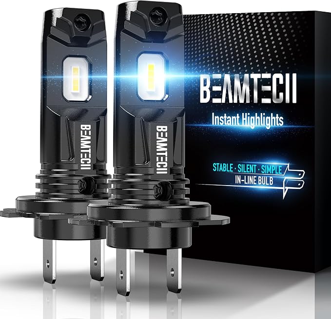 BEAMTECH H7 Light Bulb, 6500K Xenon White, Fanless In Line, 1:1, Pack of 2 | No Adapter Need, Small Size Design, 1:1 Size