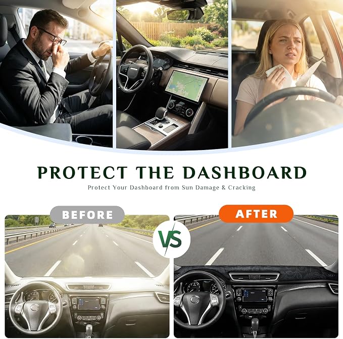Dash Cover, Anti-Glare, Sun Protection, Dustproof, UV-Proof, Dashboard Covers, Interior Car Accessorie Fit for 2006-2013 Le-xus IS250 IS350, Black Patterned Flannel