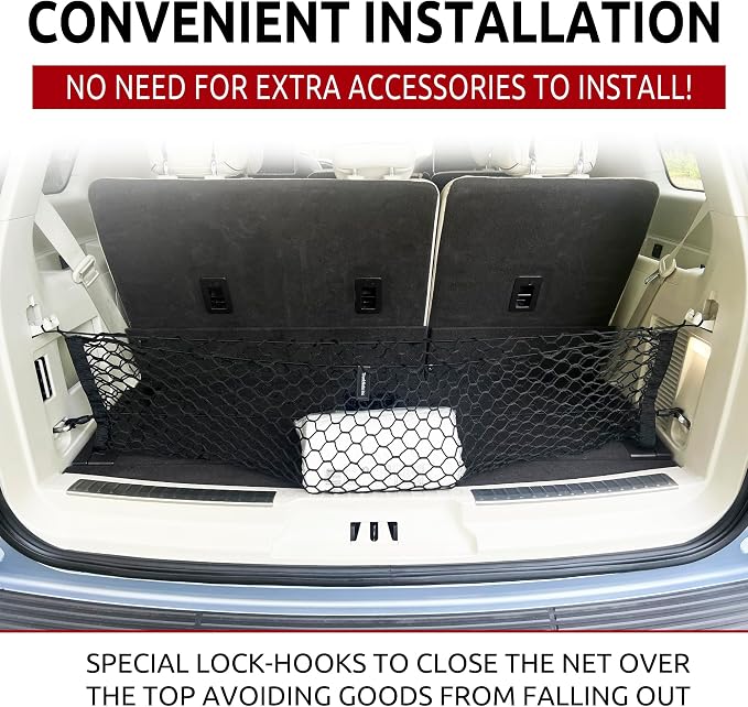 Envelope Style Automotive Elastic Trunk Mesh Cargo Net for Lincoln Navigator 2018-2026 - Premium Trunk Organizer and Storage - Luggage Net for SUV- Best Car Organizer for Ford Expedition