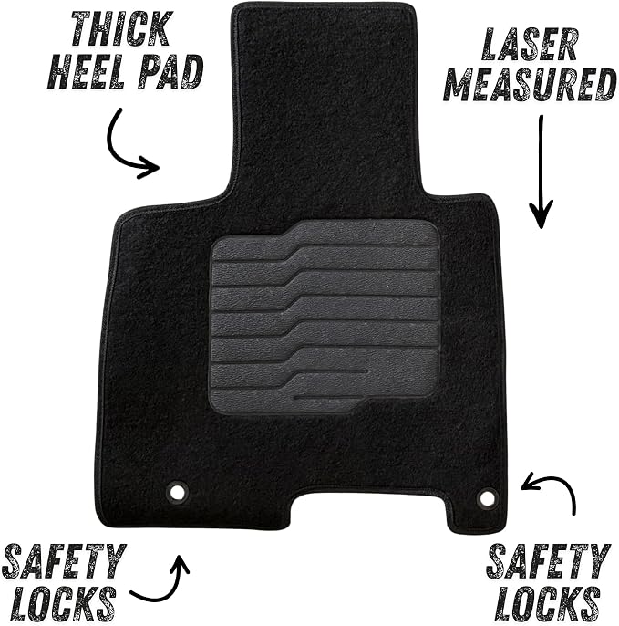 ecoMats Carpet Floor Mats Custom Fit for 2022 to 2026 Hyundai Tucson with Non-Slip Driver Heel Pad and Safety Holes, Front and Rear, Black (Not Fit for PHEV/Electric Models)