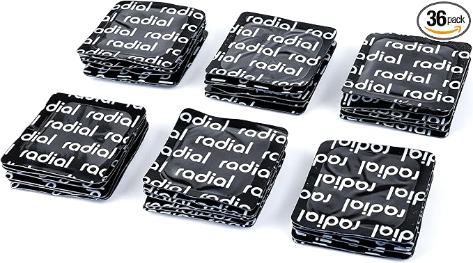 Radial Tire Patch, 1.77" x 1.77" (45x45mm) 36 pcs, Extra Large Heavy Duty Round Patches, Repair Kit for Truck, Car, Tractor Inner Tires, Black with Blue Poly Backing