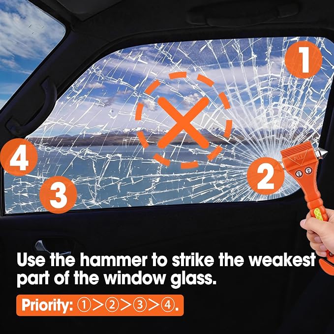 YesBes 2 Pack Car Safety Hammer, Window Breaker Seatbelt Cutter 2-in-1, Auto Emergency Escape Tool Car Window Breaker Tool, Car Accessories