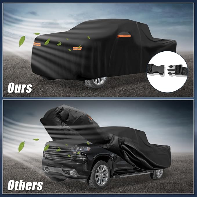 X AUTOHAUX Waterproof Full Car Cover for Chevrolet Silverado Crew 210D-PU | with Door Zipper, Outdoor Waterproof Full Car Cover All Weather Windproof Sun Rain Protection