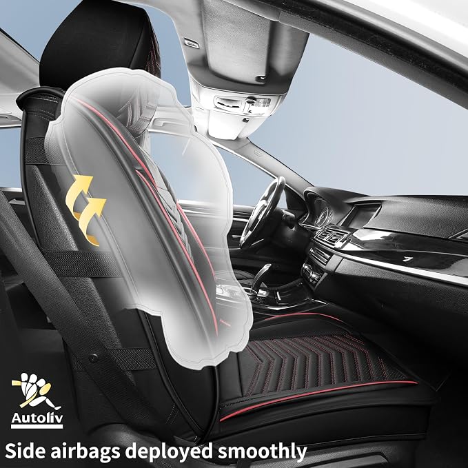 HChengkikz Nappa Leather Car Seat Covers Full Set, Car seat Protector 5 Seats, Waterproof Car Seat Cushion, Universal Automotive Seat Covers Fit for SUV Truck Pick-up Sedan, Front and Rear | Easy Maintenance, Airbag Compatible, Universal Fit For Most S...