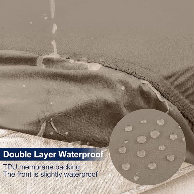 Smiry 8 Pcs Waterproof Patio Cushion Covers, Stretch Outdoor Furniture Covers