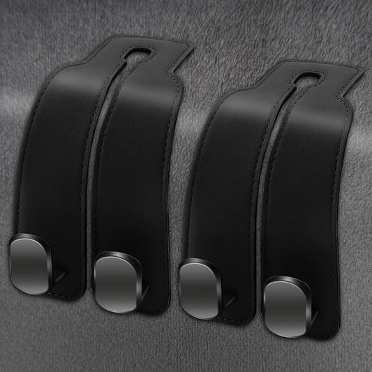 Amelity Purse Hook for Car, Car Seat Headrest Hooks for Purses & Bags | Car Interior Accessories for Women, Heavy Duty Leather Purse Hanger for Car, 2 Pack Black