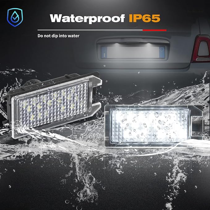 POPMOTORZ LED License Plate Lights Rear Tag Lamps Assembly for Jeep Grand Cherokee 2014 2015 2016 2017 2018 2019 2020，Fiat 500 2013-2019 Super Bright 6500K White Rear Tag Number Plate Light 2pcs