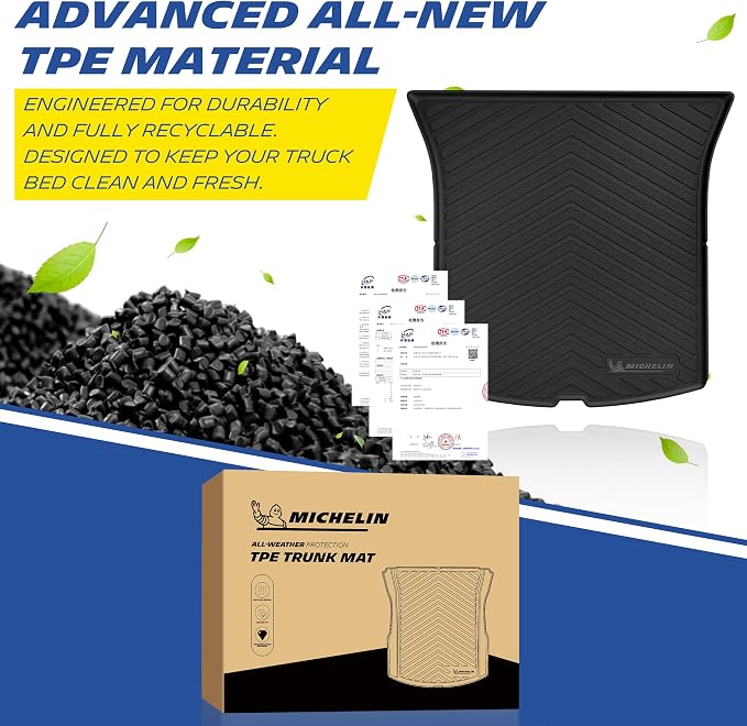 Michelin Vehicle Mat, All-Weather TPE Custom Fit Liner for Tesla Model Y 5 Seat Floor Mats 2025-2027 (3 Piece), Premier