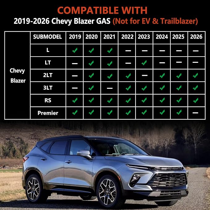 KARPAL Floor Mats for 2019-2025 2026 Chevy Blazer Gas Only (Not for EV & Trailblazer), All-Weather TPE Custom Fit Floor Liners Car Accessories